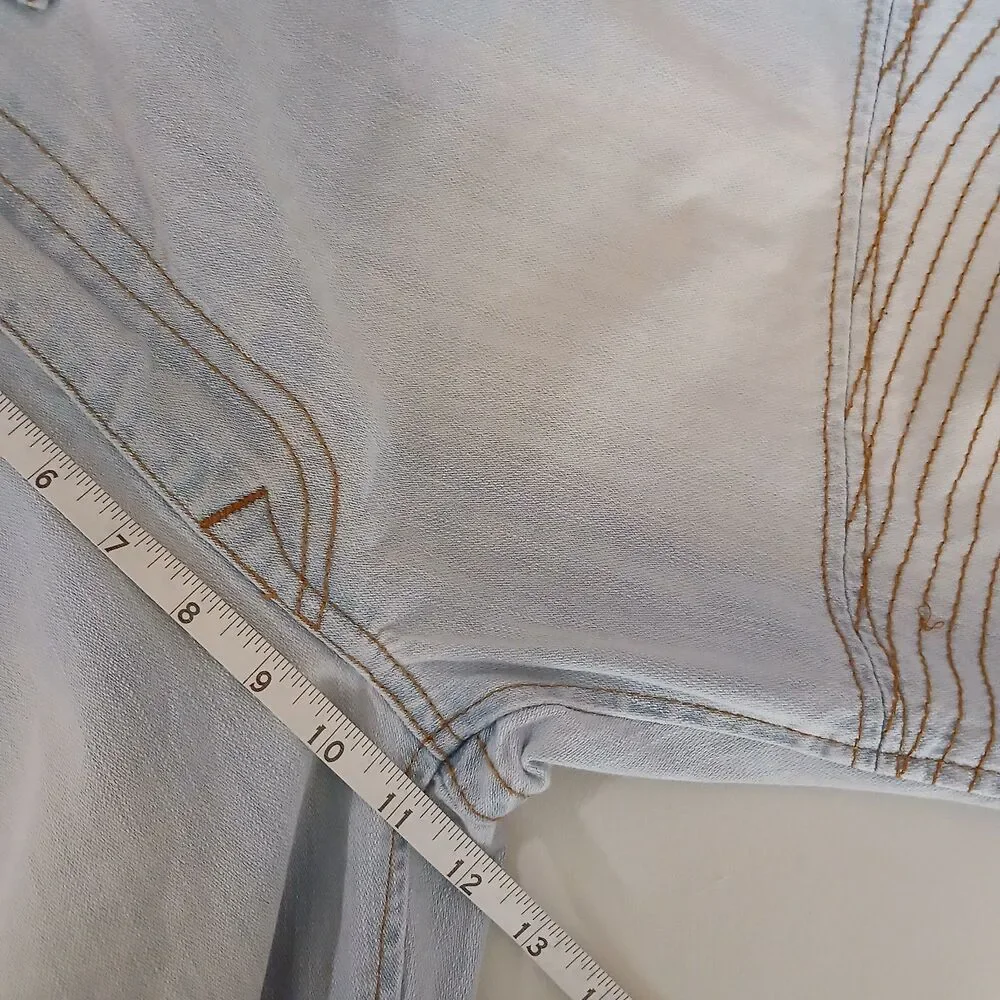 True Religion Jeans Mens 36 Rocco Moto Straight Light Blue $239 Denim Pants 1069
